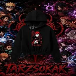Naruto Uzumaki Premium Anime Kadın Crop Kapşonlu Sweatshirt Beyaz