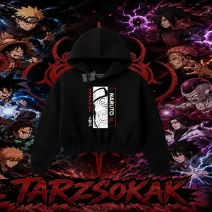 Naruto Uzumaki Premium Anime Kadın Crop Kapşonlu Sweatshirt Beyaz
