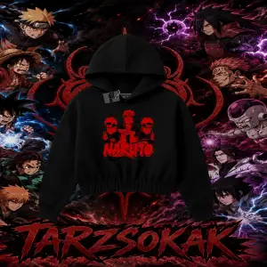 Naruto Uzumaki Premium Anime Kadın Crop Kapşonlu Sweatshirt Beyaz