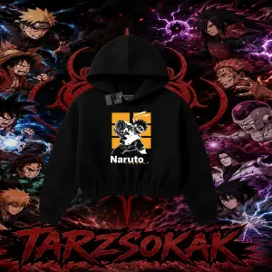 Naruto Uzumaki Premium Anime Kadın Crop Kapşonlu Sweatshirt Beyaz
