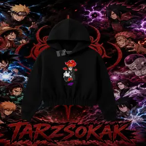 Naruto Uzumaki Premium Anime Kadın Crop Kapşonlu Sweatshirt Beyaz
