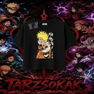 Naruto Uzumaki Premium Anime Kadın Crop Tişört Beyaz