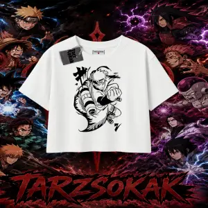 Naruto Uzumaki Premium Anime Kadın Crop Tişört Beyaz