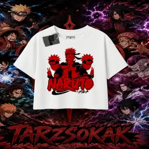 Naruto Uzumaki Premium Anime Kadın Crop Tişört Beyaz