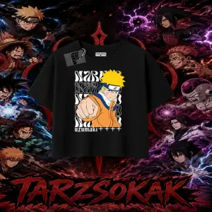 Naruto Uzumaki Premium Anime Kadın Crop Tişört Beyaz