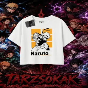 Naruto Uzumaki Premium Anime Kadın Crop Tişört Beyaz