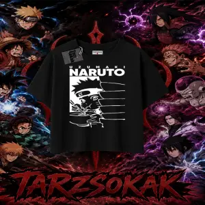 Naruto Uzumaki Premium Anime Kadın Crop Tişört Beyaz