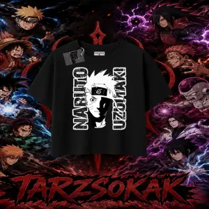 Naruto Uzumaki Premium Anime Kadın Crop Tişört Beyaz