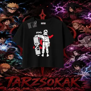 Naruto Uzumaki Premium Anime Kadın Crop Tişört Beyaz