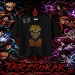 Naruto Uzumaki Premium Anime Kadın Crop Tişört Beyaz
