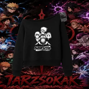 Naruto Uzumaki Premium Anime Kadın Kayık Yaka Sweatshirt Beyaz