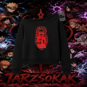 Naruto Uzumaki Premium Anime Kadın Kayık Yaka Sweatshirt Beyaz