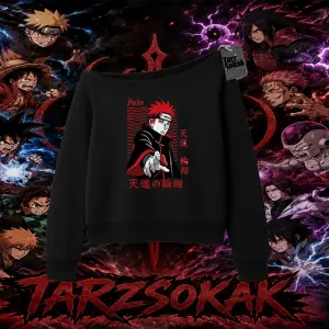 Naruto Uzumaki Premium Anime Kadın Kayık Yaka Sweatshirt Beyaz