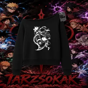 Naruto Uzumaki Premium Anime Kadın Kayık Yaka Sweatshirt Beyaz