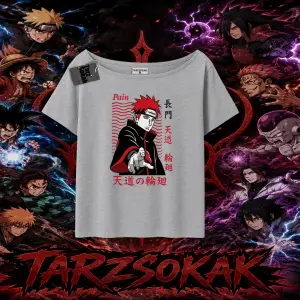 Naruto Uzumaki Premium Anime Kadın Kayık Yaka Tişört Beyaz