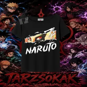 Naruto Uzumaki Premium Anime Kadın Kayık Yaka Tişört Beyaz