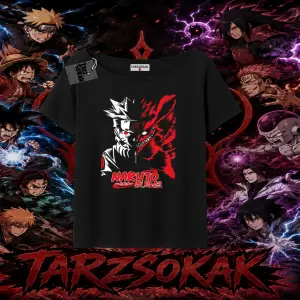 Naruto Uzumaki Premium Anime Kadın Kayık Yaka Tişört Beyaz