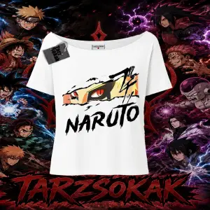 Naruto Uzumaki Premium Anime Kadın Kayık Yaka Tişört Beyaz