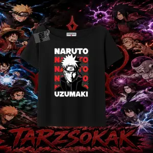 Naruto Uzumaki Premium Anime Kadın Kayık Yaka Tişört Beyaz