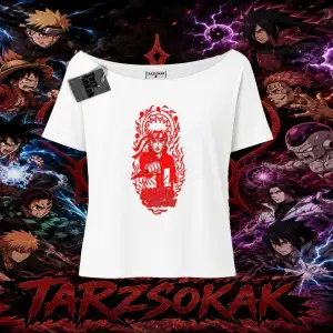 Naruto Uzumaki Premium Anime Kadın Kayık Yaka Tişört Beyaz