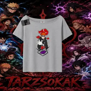 Naruto Uzumaki Premium Anime Kadın Kayık Yaka Tişört Beyaz