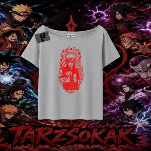 Naruto Uzumaki Premium Anime Kadın Kayık Yaka Tişört Beyaz