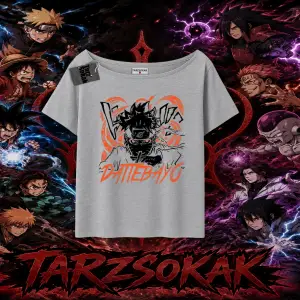 Naruto Uzumaki Premium Anime Kadın Kayık Yaka Tişört Beyaz