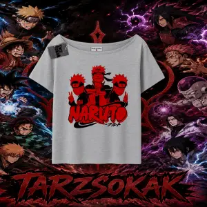 Naruto Uzumaki Premium Anime Kadın Kayık Yaka Tişört Beyaz