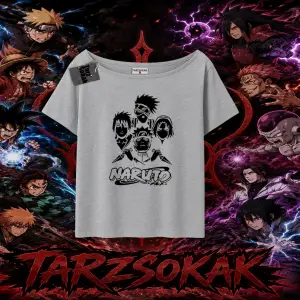 Naruto Uzumaki Premium Anime Kadın Kayık Yaka Tişört Beyaz