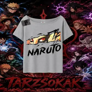 Naruto Uzumaki Premium Anime Kadın Kayık Yaka Tişört Beyaz