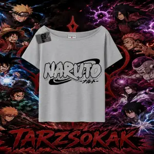Naruto Uzumaki Premium Anime Kadın Kayık Yaka Tişört Beyaz