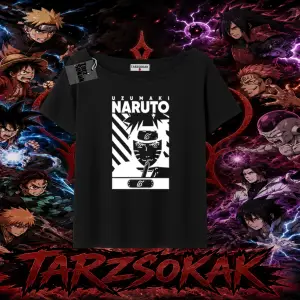 Naruto Uzumaki Premium Anime Kadın Kayık Yaka Tişört Beyaz
