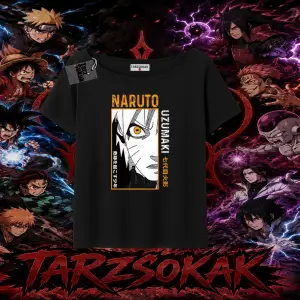 Naruto Uzumaki Premium Anime Kadın Kayık Yaka Tişört Beyaz