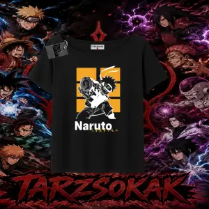 Naruto Uzumaki Premium Anime Kadın Kayık Yaka Tişört Beyaz