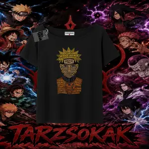 Naruto Uzumaki Premium Anime Kadın Kayık Yaka Tişört Beyaz
