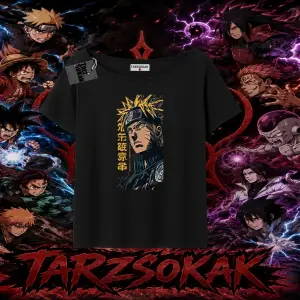 Naruto Uzumaki Premium Anime Kadın Kayık Yaka Tişört Beyaz