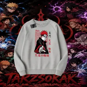 Naruto Uzumaki Premium Anime Oversize Unisex Bisiklet Yaka Sweatshirt Beyaz