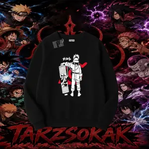 Naruto Uzumaki Premium Anime Oversize Unisex Bisiklet Yaka Sweatshirt Beyaz