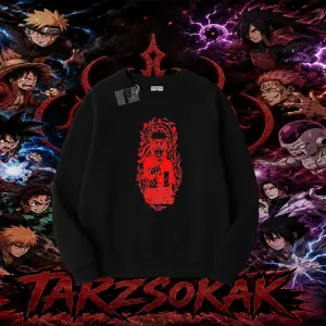 Naruto Uzumaki Premium Anime Oversize Unisex Bisiklet Yaka Sweatshirt Beyaz