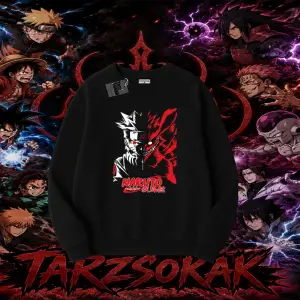 Naruto Uzumaki Premium Anime Oversize Unisex Bisiklet Yaka Sweatshirt Beyaz
