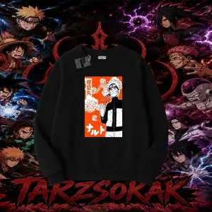 Naruto Uzumaki Premium Anime Oversize Unisex Bisiklet Yaka Sweatshirt Beyaz