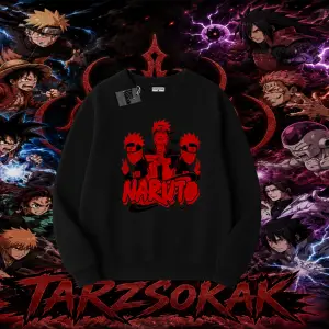 Naruto Uzumaki Premium Anime Oversize Unisex Bisiklet Yaka Sweatshirt Beyaz