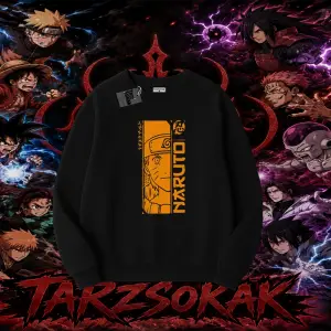 Naruto Uzumaki Premium Anime Oversize Unisex Bisiklet Yaka Sweatshirt Beyaz