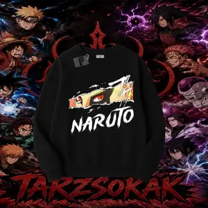 Naruto Uzumaki Premium Anime Oversize Unisex Bisiklet Yaka Sweatshirt Beyaz
