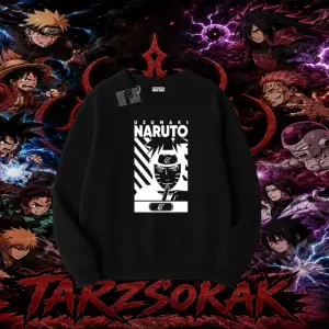 Naruto Uzumaki Premium Anime Oversize Unisex Bisiklet Yaka Sweatshirt Beyaz