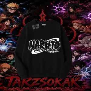 Naruto Uzumaki Premium Anime Oversize Unisex Bisiklet Yaka Sweatshirt Beyaz