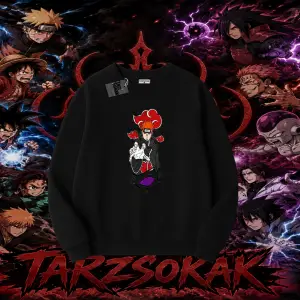 Naruto Uzumaki Premium Anime Oversize Unisex Bisiklet Yaka Sweatshirt Beyaz