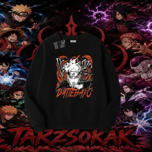 Naruto Uzumaki Premium Anime Oversize Unisex Bisiklet Yaka Sweatshirt Beyaz