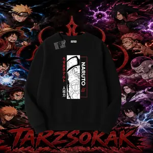 Naruto Uzumaki Premium Anime Oversize Unisex Bisiklet Yaka Sweatshirt Beyaz