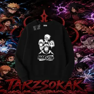 Naruto Uzumaki Premium Anime Oversize Unisex Bisiklet Yaka Sweatshirt Beyaz